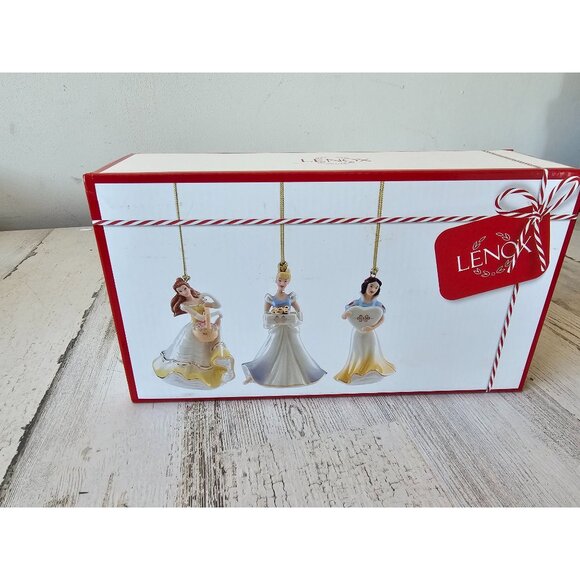 Lenox Disney princess 3-piece ornament set porcelain new Xmas tree - Picture 1 of 7